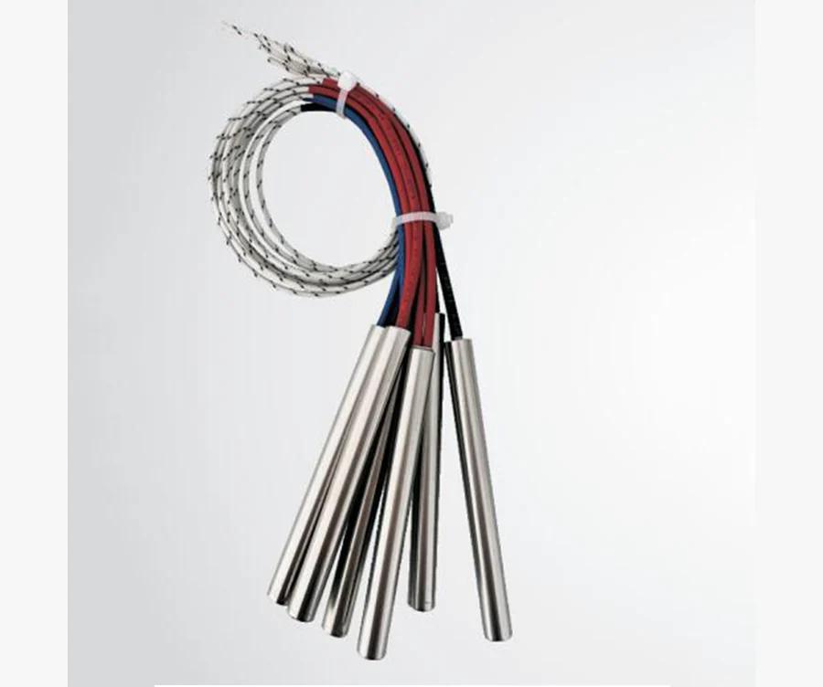 Tube heating element with internal lead wires
